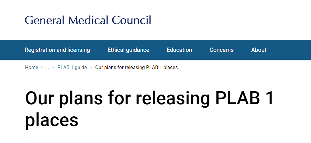 GMC plans for releasing PLAB 1 places 2024